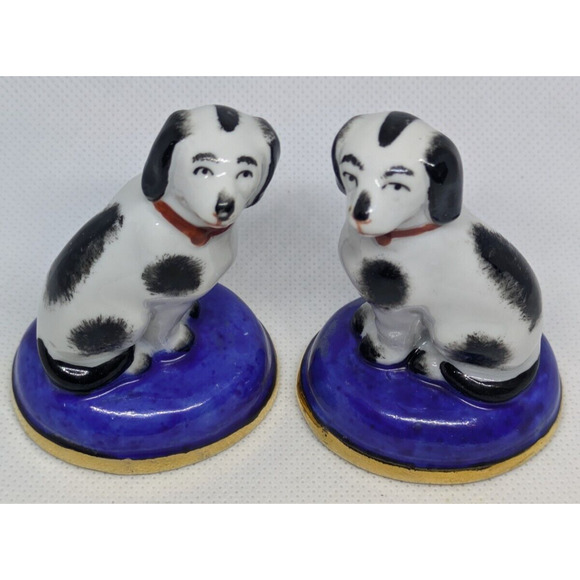 RARE Sitzendorf Germany Spaniel Dog Figurines Pair Staffordshire Style VTG 2.5" - Picture 3 of 10